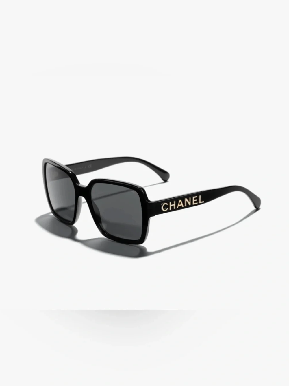 ChaneI Spell-Out Black Sunglasses 🕶️ Gold-Tone Lettering